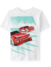 Camiseta con gráfico de autos deportivos para niño
