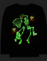 Boys Glow Skeleton Basketball Graphic Tee