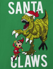 Camiseta con gráfico de dinosaurio navideño para niños