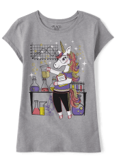 Girls Unicorn Scientist Graphic Tee