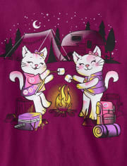 Girls Campfire Cats Graphic Tee