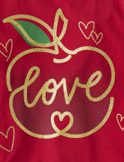 Camiseta para niñas con gráfico Apple Love