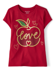 Camiseta para niñas con gráfico Apple Love