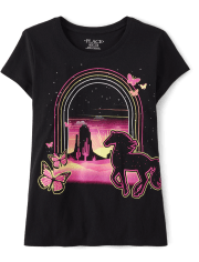 Camiseta con estampado de caballo para niñas