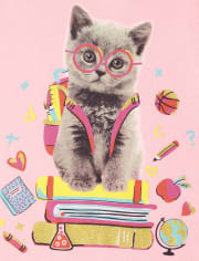 T-shirt graphique avec sac à dos chat pour fille
