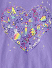 Camiseta con estampado de corazón y garabato para niñas