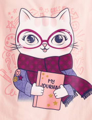 T-shirt graphique Cat Journal pour filles