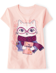 T-shirt graphique Cat Journal pour filles