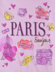 Camiseta estampada Paris Bonjour para niñas