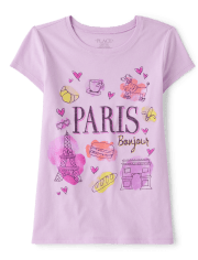 Camiseta estampada Paris Bonjour para niñas