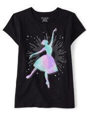 Camiseta con estampado de bailarina para niñas
