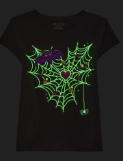 Girls Glow Spiderweb Graphic Tee