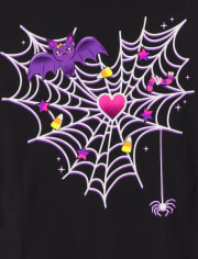 Girls Glow Spiderweb Graphic Tee