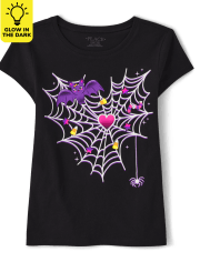 Girls Glow Spiderweb Graphic Tee