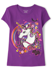 Girls Halloween Unicorn Graphic Tee