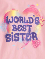 Camiseta con gráfico de la mejor hermana del mundo para niñas