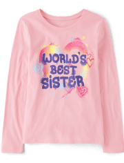 Camiseta con gráfico de la mejor hermana del mundo para niñas