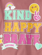 Camiseta con gráfico Kind Happy Brave para niñas