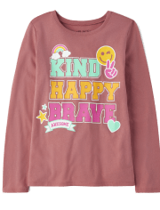 Camiseta con gráfico Kind Happy Brave para niñas