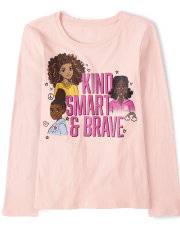 Girls Kind Smart & Brave Graphic Tee