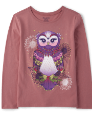 Camiseta con estampado de búho para niñas