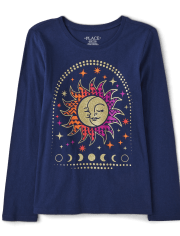 Camiseta con estampado de sol para niñas