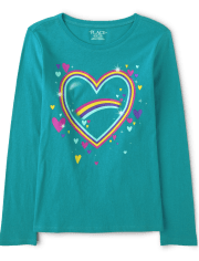 Camiseta con estampado de corazón para niñas