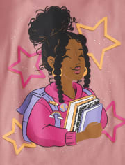 Pack de 2 camisetas con gráfico de libros para niñas