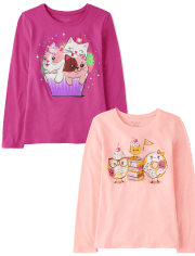 Lot de 2 t-shirts graphiques Dessert pour filles