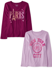 Girls Travel Graphic Tee 2-Pack