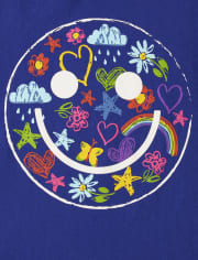 Camiseta con estampado de cara feliz para niñas