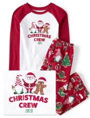 Unisex Kids Matching Family Christmas Crew 2023 Snug Fit Cotton And Fleece Pajamas