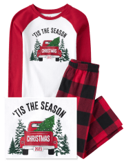Unisex Kids Matching Family Tis The Season Christmas 2023 Snug Fit Cotton And Fleece Pajamas