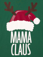 Camiseta con gráfico de mamá Claus familiar a juego para mujer