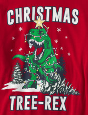 Unisex Adult Matching Family Glow Christmas Tree-Rex Cotton Pajamas