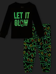 Pijamas de algodón unisex a juego para bebés y niños pequeños Family Glow Let It Glow Snug Fit