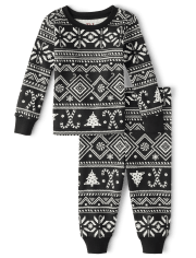 Unisex Baby And Toddler Matching Family Candy Cane Fairisle Snug Fit Cotton Pajamas