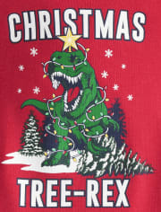 Pyjama en coton ajusté pour bébé et tout-petit, motif arbre de Noël et Rex, assorti à la famille