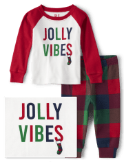 Unisex Baby And Toddler Matching Family Jolly Vibes Snug Fit Cotton Pajamas