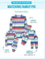 Pijamas unisex de algodón con ajuste ceñido Fairisle familiar a juego para bebés y niños pequeños