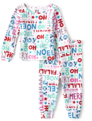 Baby And Toddler Girls Mommy And Me Christmas Words Snug Fit Cotton Pajamas