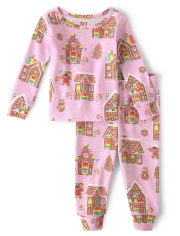 Baby And Toddler Girls Gingerbread House Snug Fit Cotton Pajamas