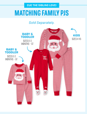 Unisex Kids Striped Santa Snug Fit Cotton Pajamas