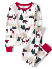 Unisex Kids Matching Family Mountain Snug Fit Cotton Pajamas