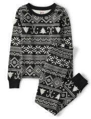 Kids Matching Family Candy Cane Fairisle Snug Fit Cotton Pajamas