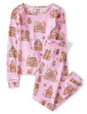 Girls Gingerbread House Snug Fit Cotton Pajamas