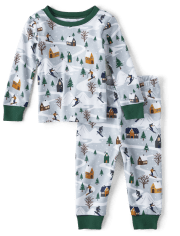 Unisex Baby And Toddler Matching Family Ski Cabin Snug Fit Cotton Pajamas