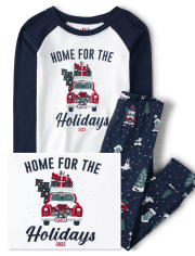 Unisex Kids Matching Family Home For The Holidays 2023 Snug Fit Cotton Pajamas