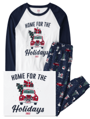 Unisex Adult Matching Family Home For The Holidays 2023 Cotton Pajamas