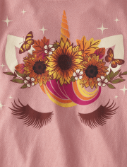Camiseta con gráfico de flor de unicornio para niñas
